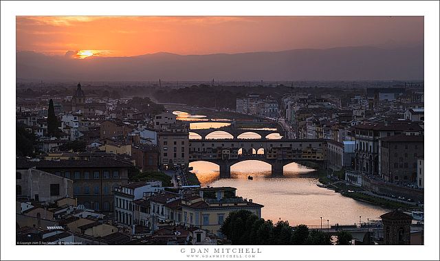 Hazy Sunset, Florence and the Arno River