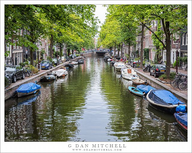 Canal, Trees, Moored Boats