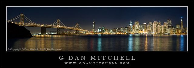 San Francisco Panorama: Bay Bridge and Embarcadero at Night