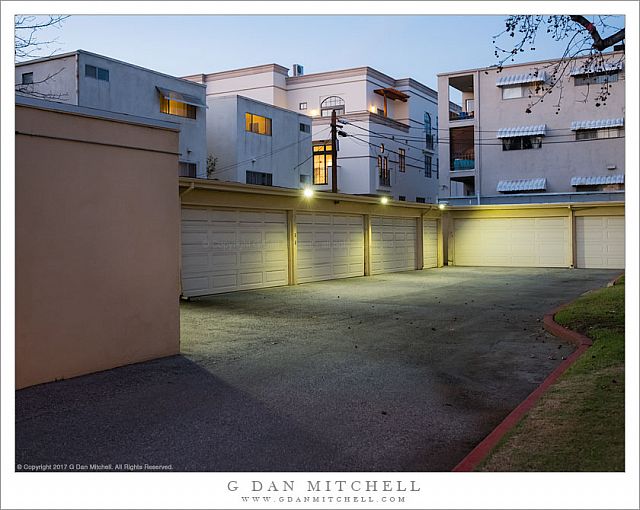 Apartments, Driveway, Dusk