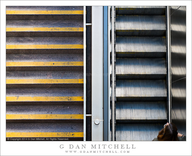 EscalatorStairsBARTWomanSF20140613