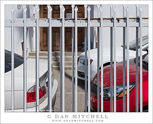 Red and White Cars, Fence