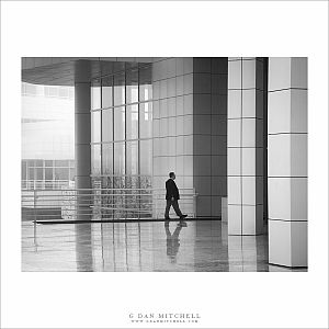 Man Walking, Rain - Getty Center