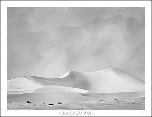 Dunes, Sandstorm, and Mountains